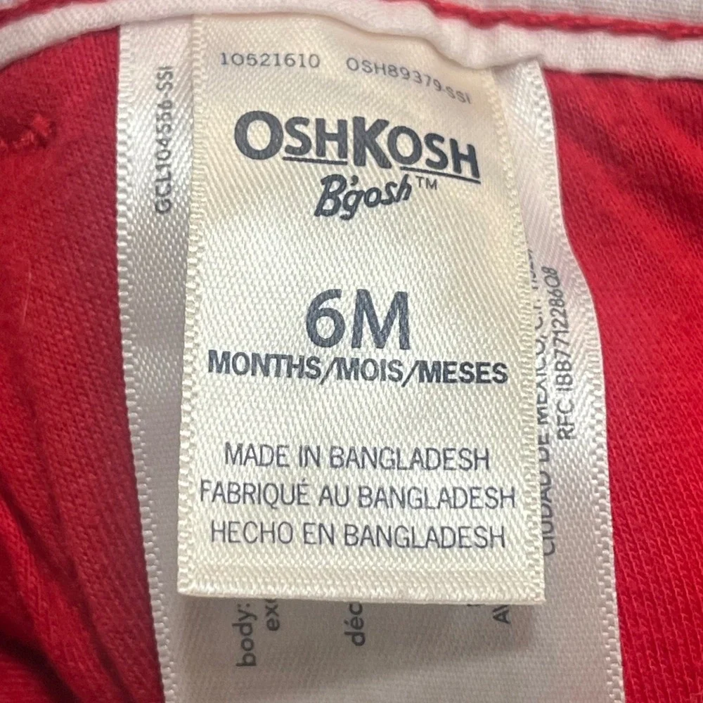 Oshkosh B'gosh Infant 6 Months Red Corduroy Cargo Overalls Kidcore Christmas
